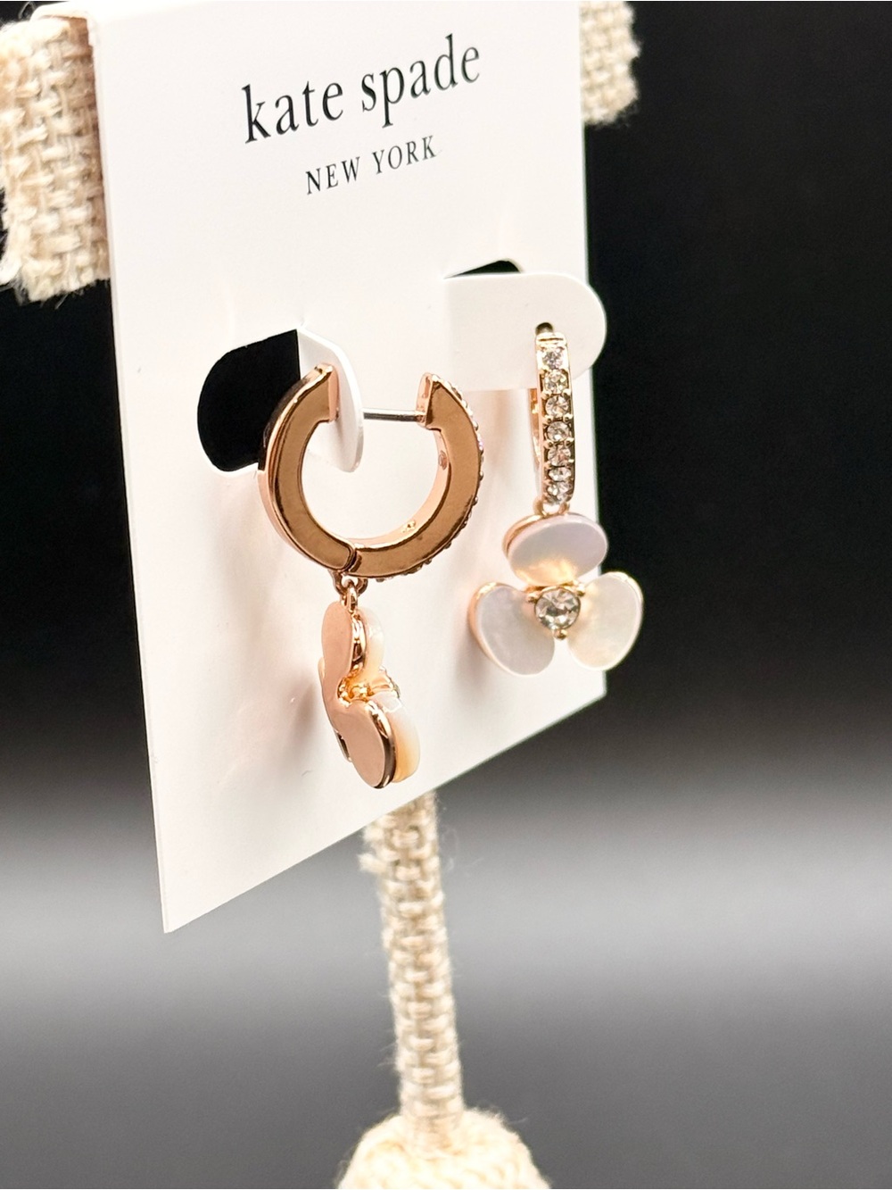 Kate Spade 14k Rose Gold-Plated Pavé & Mother-of-Pearl Flower Drop Earrings - Picture 3 of 7